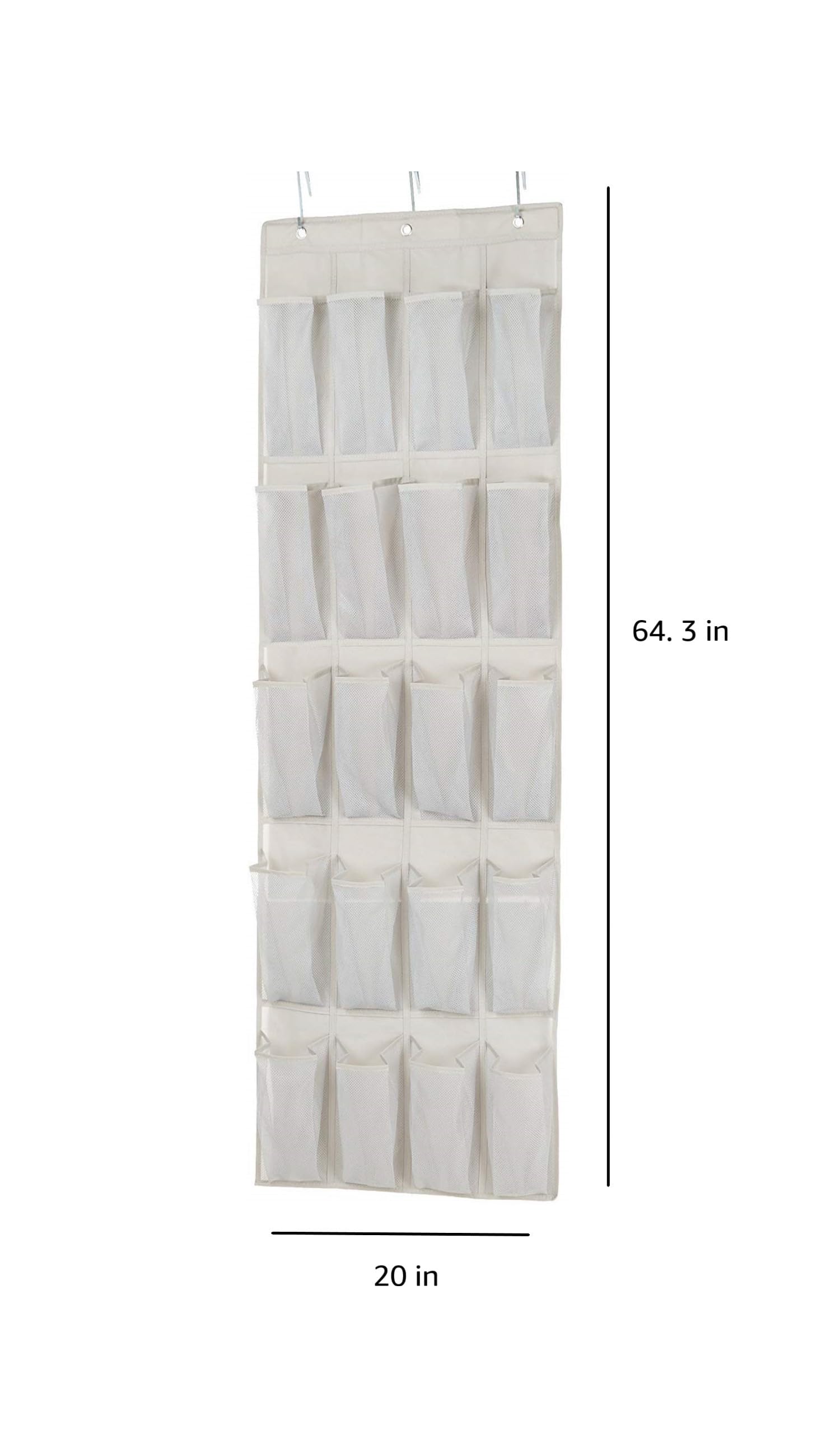 Amazon Basics 20 Large Pocket Over-the-Door Hanging Shoe Organizer, Grayish Tan