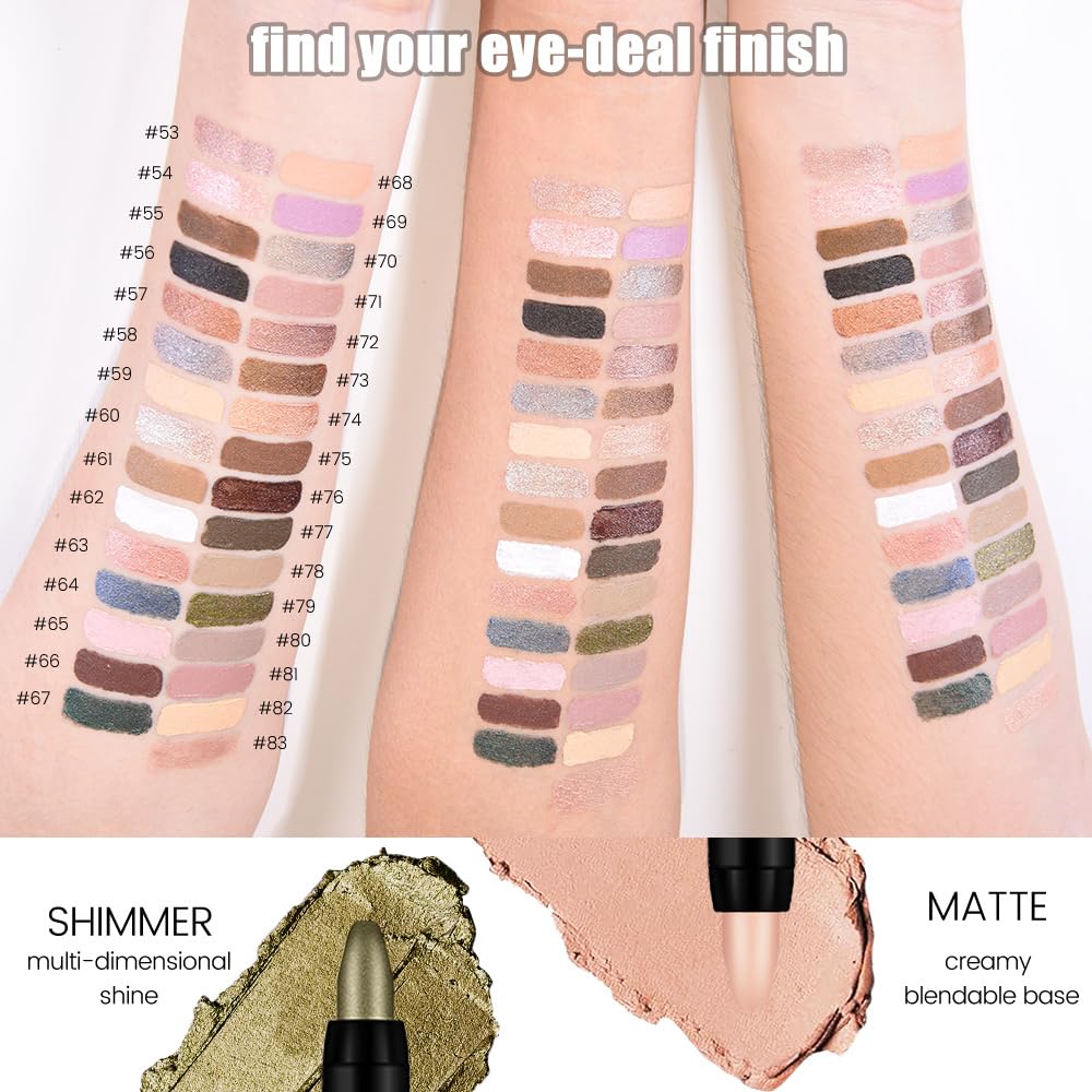 Kaely Cream Eye Shadow Sticks, Deep Green Shimmer Eyeliner Pencil Eyeshadow Palette Makeup, Eye Highlighter Brightener Stick for Older Women Waterproof Pigmented, sombras para ojos, New-79