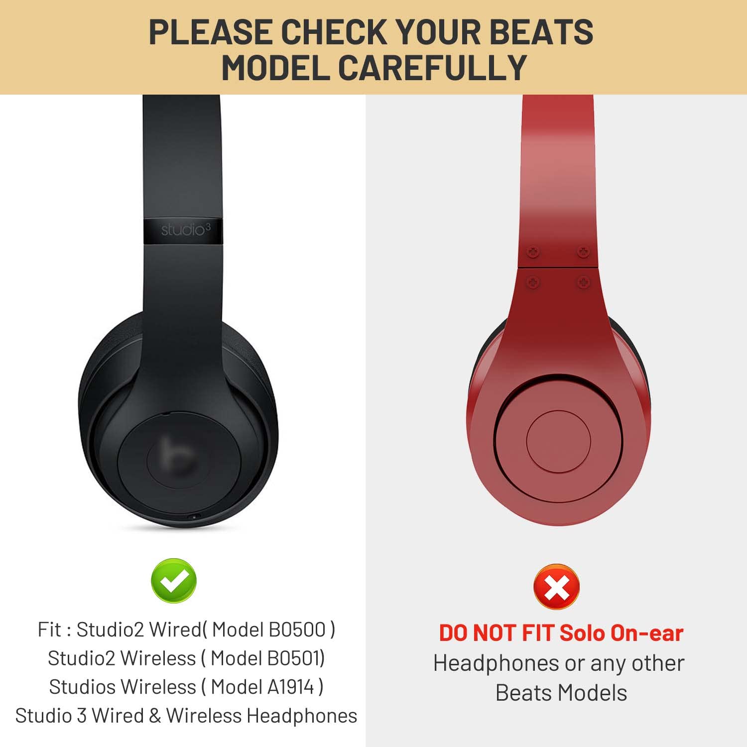 Replacement Earpads for Beats Studio 2 & 3 - Ear Pads for Beats Studio