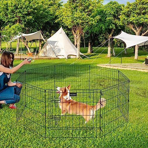 Seiyierr Dog Playpen, Portable Pet Play Pen Foldable Carrying Case, Puppy Pens Outsid for Small Cat Indoor/Outdoor, Removable Mesh Shade Cover