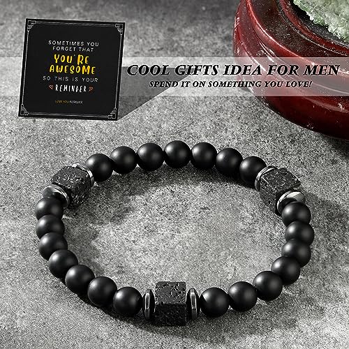 Inspirational Gifts for Him Mens Beaded Bracelets Jewelry Men Bracelet Inspirational Gifts for Boyfriend Dad Beads Birthday Christmas Jewelry