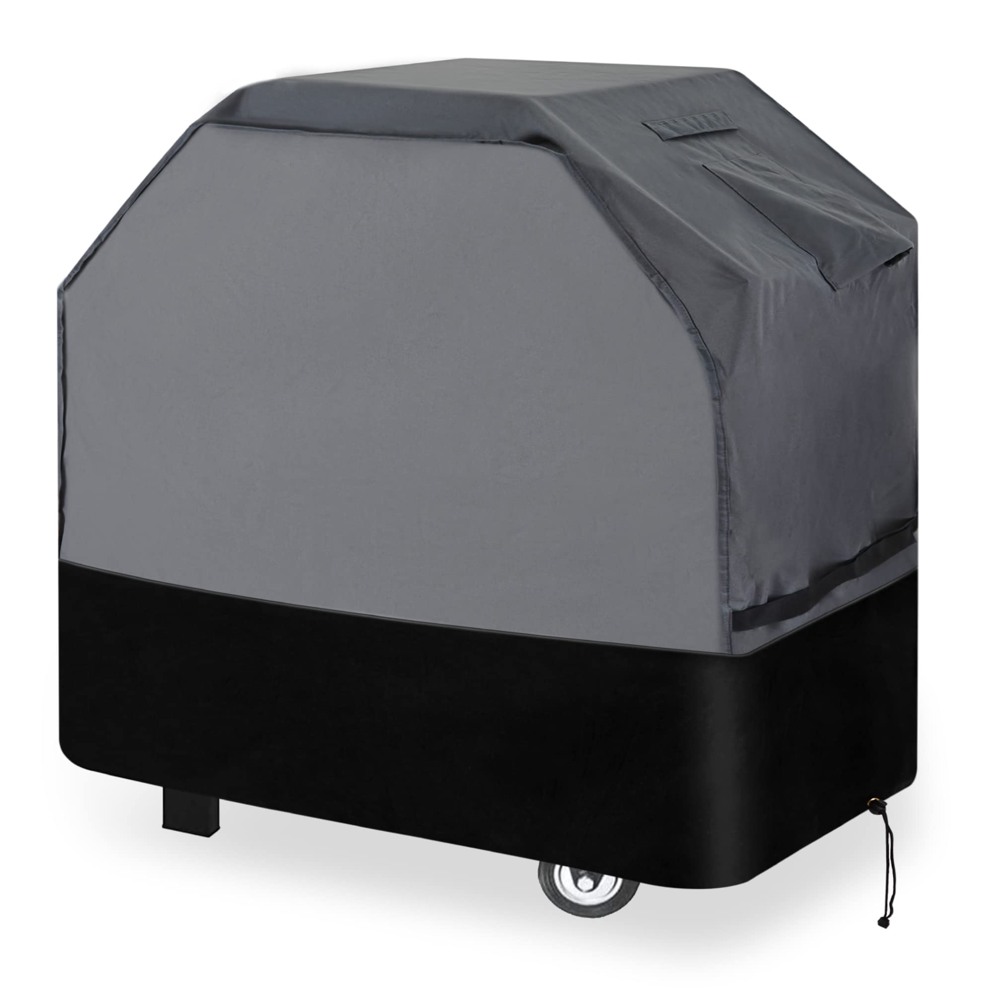 Waykea Heavy Duty Grill Cover 61 Inch, 600D Oxford Water Resistant UV & Fade Resistant BBQ Cover for Weber Char-Broil Dyna Glo Nexgrill Charcoal Gas Grill (61”W x 26”D x 45”H, Gray/Black)