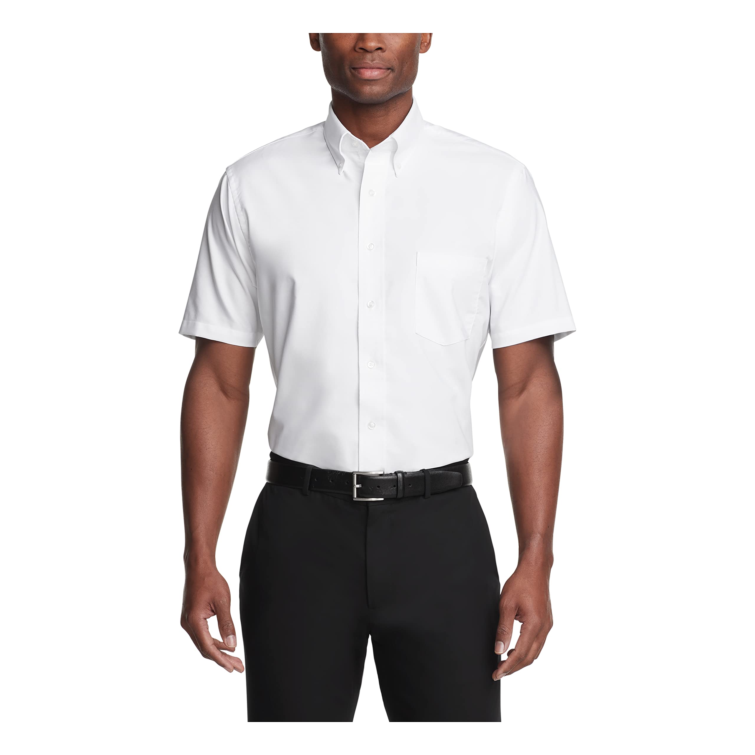 Van Heusen Men's Short Sleeve Oxford Dress Shirt – Regular Fit, Wrinkle-Resistant, Solid Color