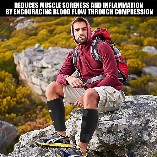 CINLITEK Calf Brace 2 pack,Adjustable Shin Splint Compression Calf Wrap, Increases Circulation,Reduces Muscle Swelling for Calf Pain Relief, Torn Calf Muscle,Sprain,Recovery,Calf Sleeve for Men and Women(Black)