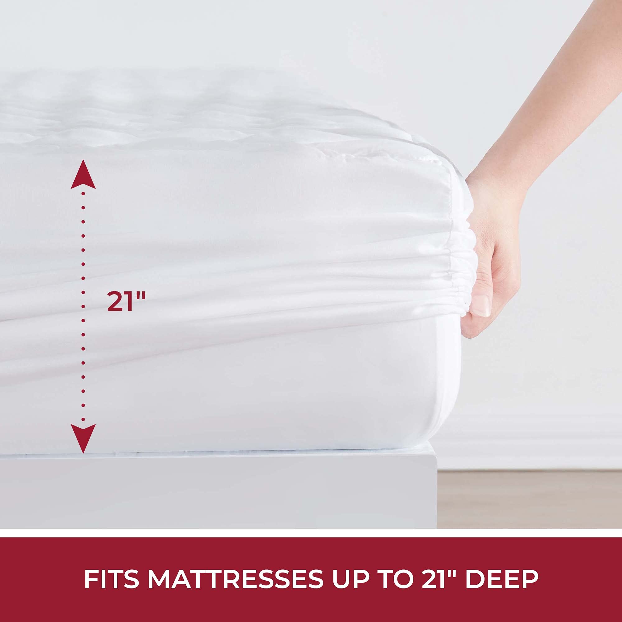 Mellanni Extra Deep Pocket Sheet Set + Waterproof Mattress Pad Bundle - King, White