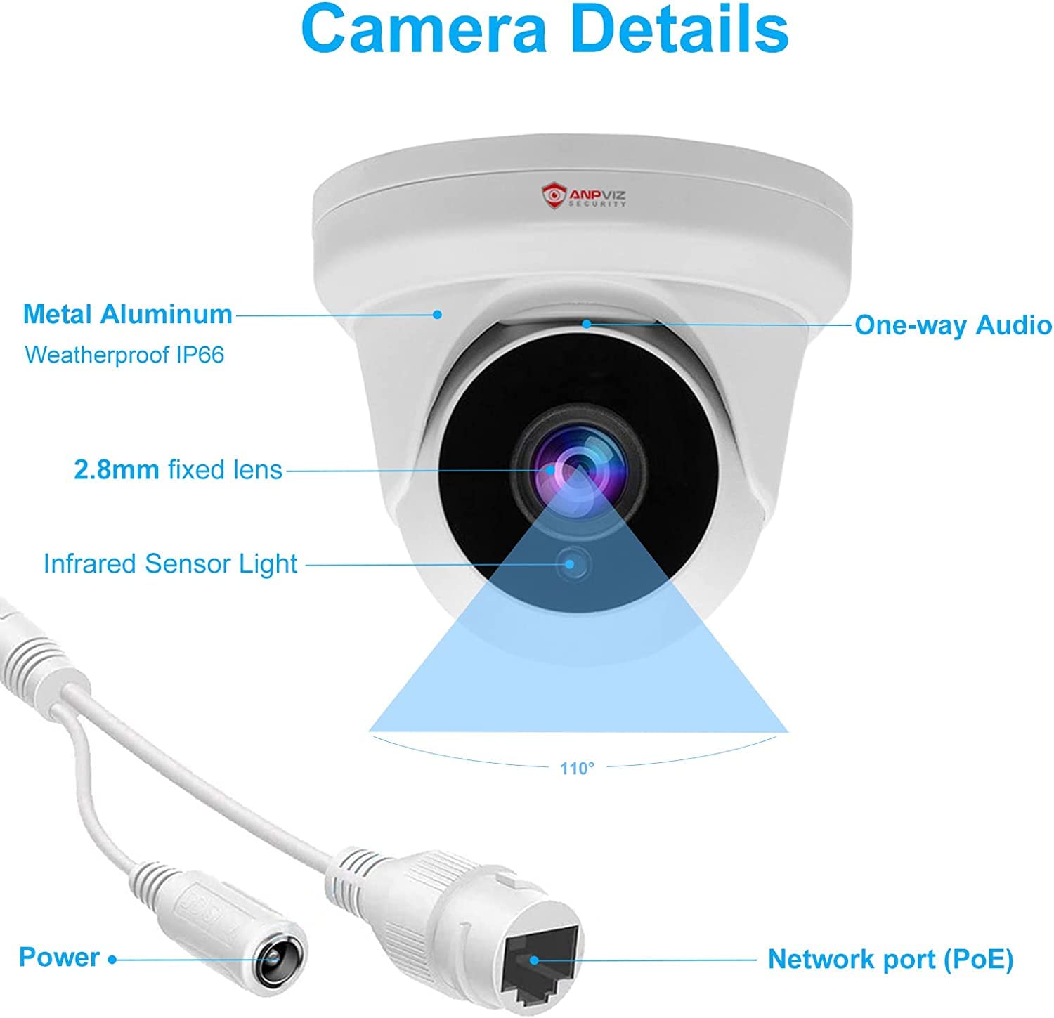 Anpviz 4MP PoE IP Turret Camera with Microphone/Audio, IP Security Camera Outdoor Indoor, Night Vision 50ft, Waterproof IP66, 108° Wide Angle 2.8mm Lens, 24/7 Recording, NDAA Compliant (U Series)