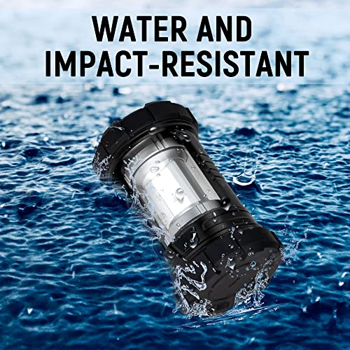 Rechargeable Camping Lantern, 3000LM 5 Light Modes Camping Light 4400 Capacity Phone Charger LED Impact-Resistant Flashlight Lantern Portable Waterproof Hurricane Lanterns for Emergency(Black)