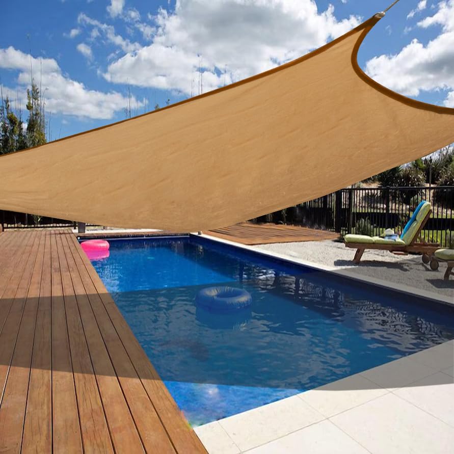 E.share Square 20ft X 20ft Sun Shade Sail Uv Top Canopy Patio Lawn Square Desert Sand UV Block for Outdoor Facility and Activities for Patio Backyard