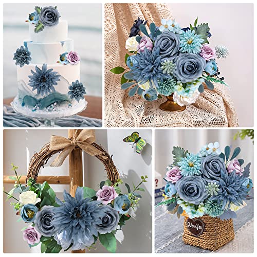 AmyHomie Fuchsia Pink Artificial Flowers Combo Silk Mix Peony Rose Fake Flowers w/Stem for DIY Wedding Bouquets Centerpieces Arrangements Table Fall Decor Party Bridal Baby Shower Home Decorations
