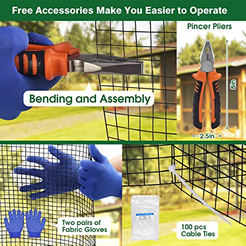 HOPERAN Black Hardware Cloth 1/2 inch 36 x 50 Ft Mesh 19 Gauge PVC Coated Chicken Wire Mesh - Vinyl + Galvanized Double Coated Fence - Welded Wire Mesh Roll for Chicken Coop Fencing Garden Fencing