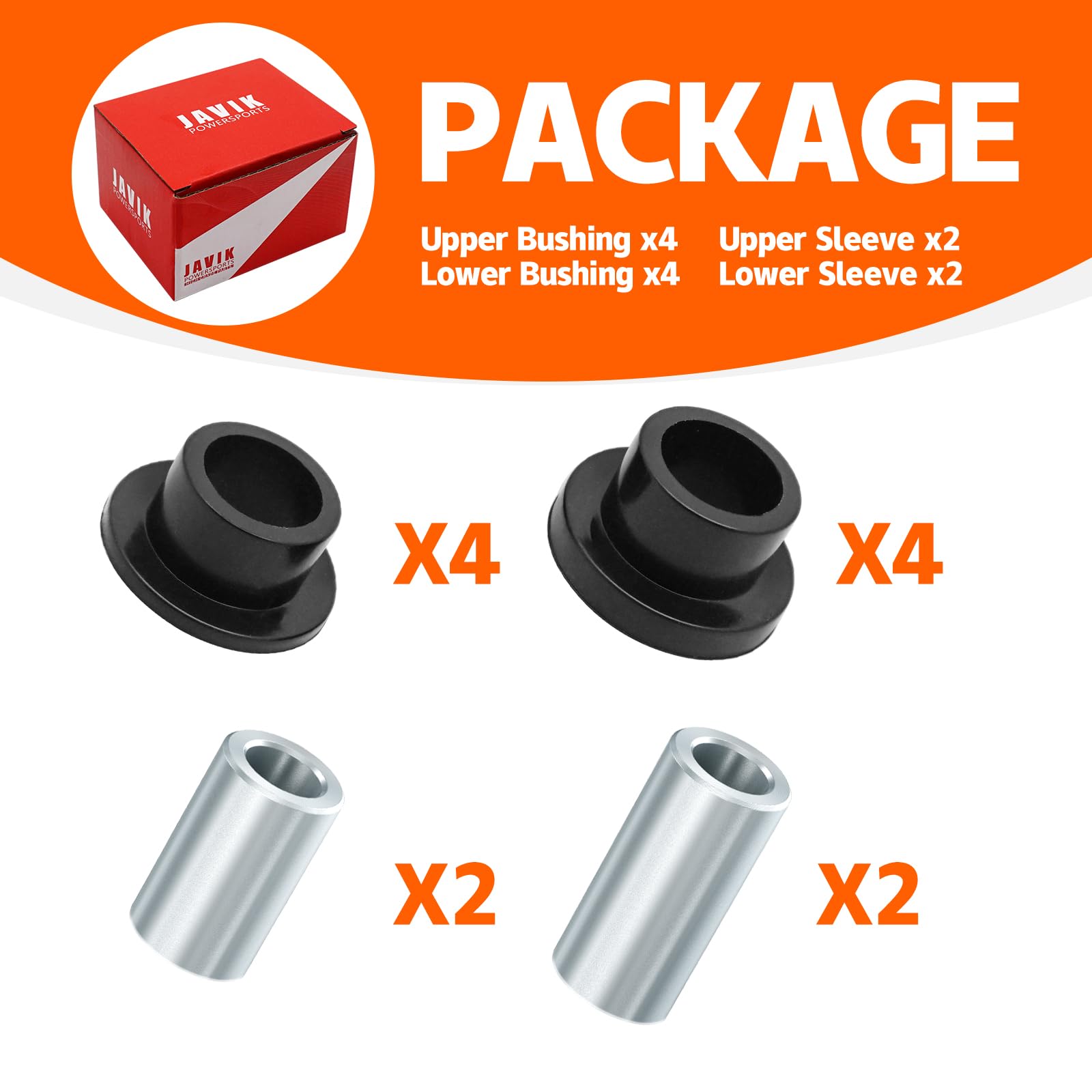 Front Shock Bushing Sleeve Kit for Polaris Ranger 1000 900 800 700 570 500 Diesel Brutus PRO XD