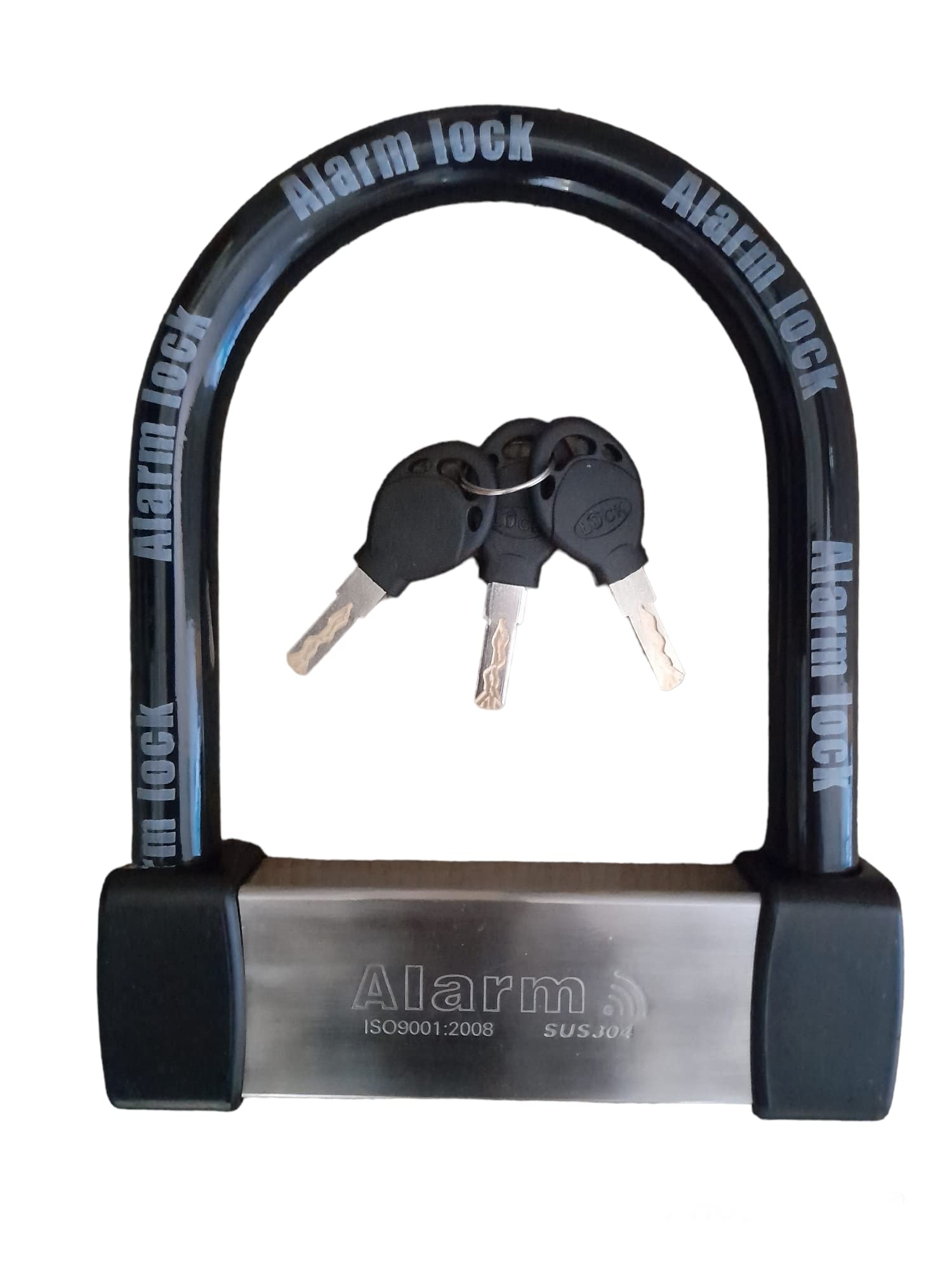 EnzZone Heavy Duty Anti Theft Alarm U Lock for E-Bikes, Scooters, Motorcycles - 16mm Stainless Steel, 3 Keys, Weatherproof