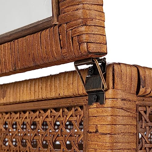 Creative Co-Op Modern Decorative Rectangle Woven Rattan and Wood Display Boxes with Glass Top, Set of 2 Sizes, Dark Brown Finish, Rectangular