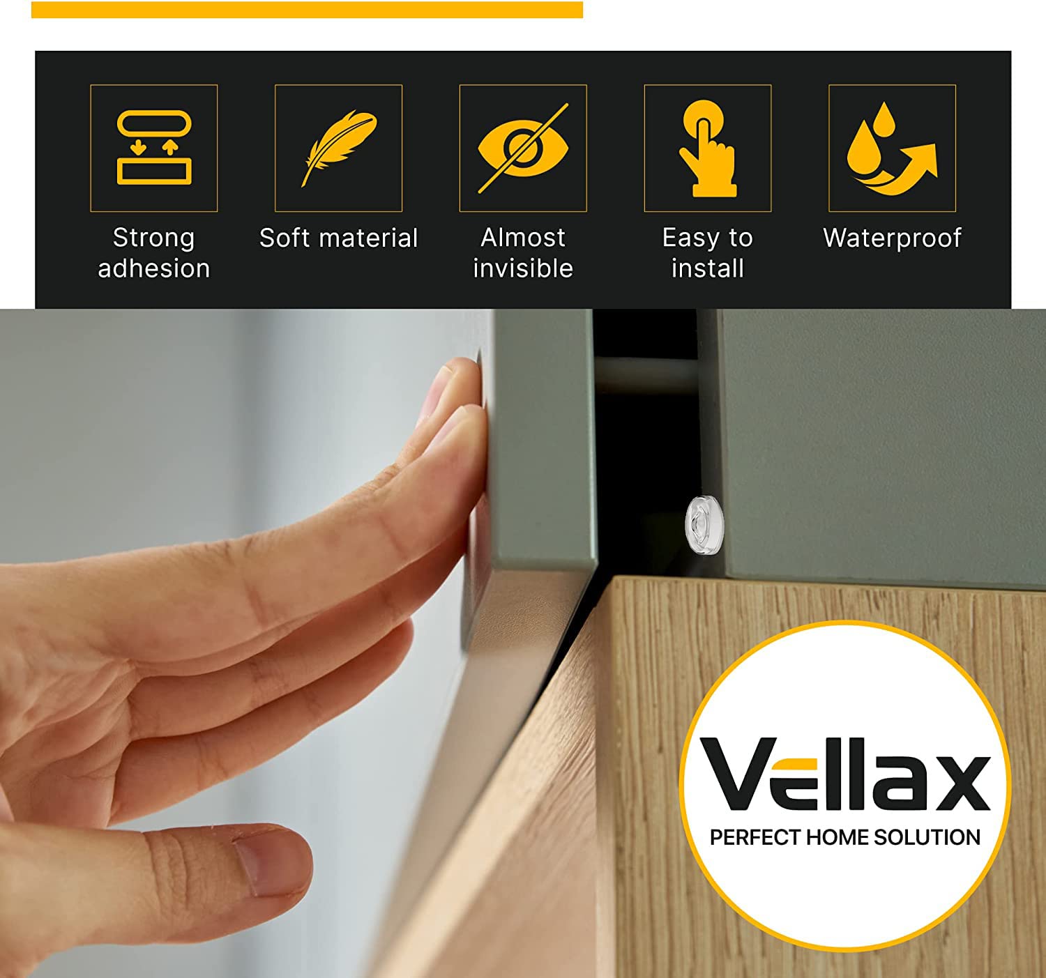 Vellax Clear Cabinet Door Bumpers 128 Pcs - 0,5" Diameter x 0,14’’ & Clear Cabinet Door Bumpers 256 Pcs - 0,5" Diameter x 0,2’’