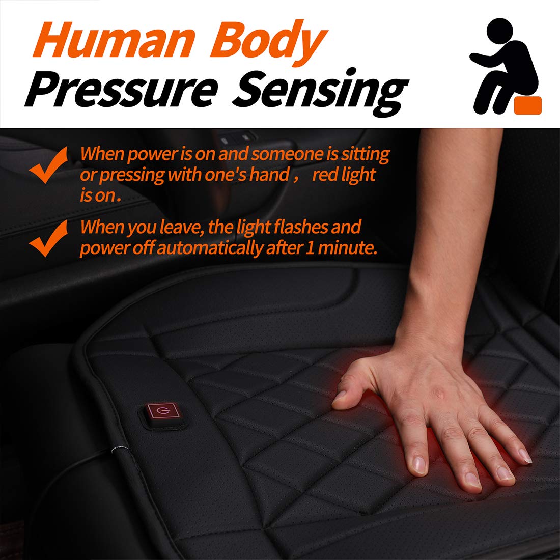KINGLETING Heated Seat Cushion with Pressure-Sensitive,Heated Seat Cover for Home, Office and More