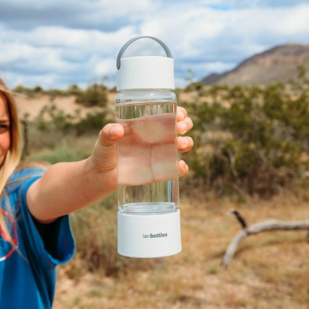IonBottles Pro Hydrogen Water Bottle – 3.0 PPM H?, Rechargeable, Portable, BPA-Free, 14 oz Glass Bottle, Molecular Hydrogen Generator USB C Rechargeable