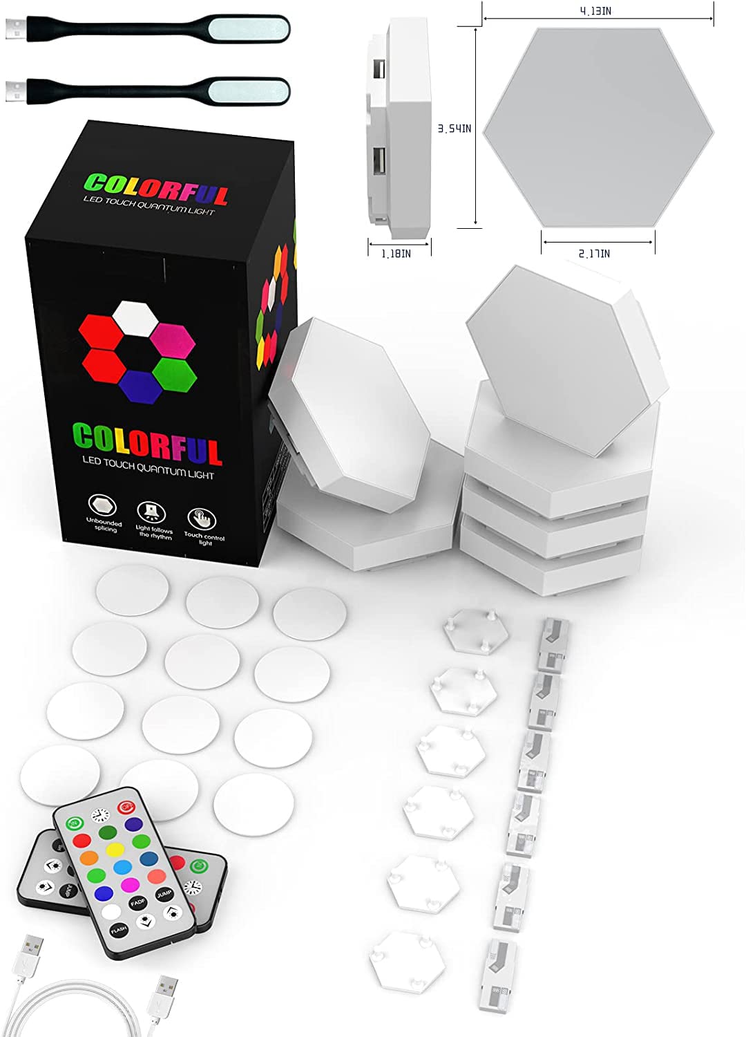 Hexagon Lights, Touch-sensitive Hexagon Wall Lights, Hexagon Lights for Wall Led with Remote and USB Power Supply, Spliceable LED Light Wall Panels Gift for Boys and Girls, Kids, Adults(6 Packs)