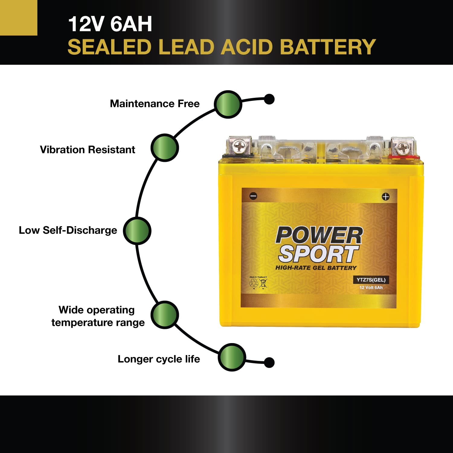 YTZ7S GEL 12V 6AH 160 CCA Gel Power Sport Battery