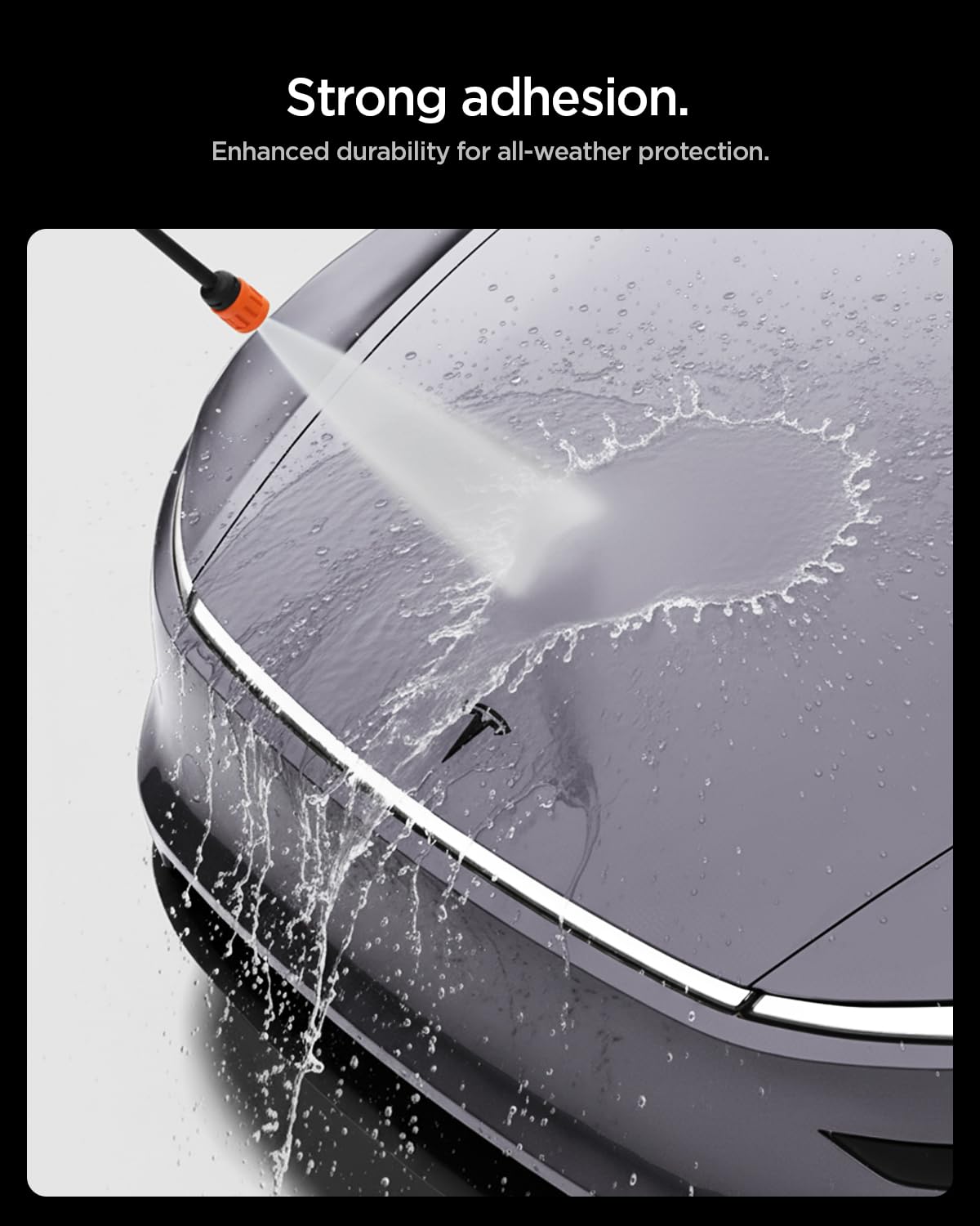Spigen Front Emblem Badge Hood Ornament (Car Wash Safe, Ultra-Strong Adhesion Logo) Designed for 2025, 2026 Tesla Model Y Premium & Performance