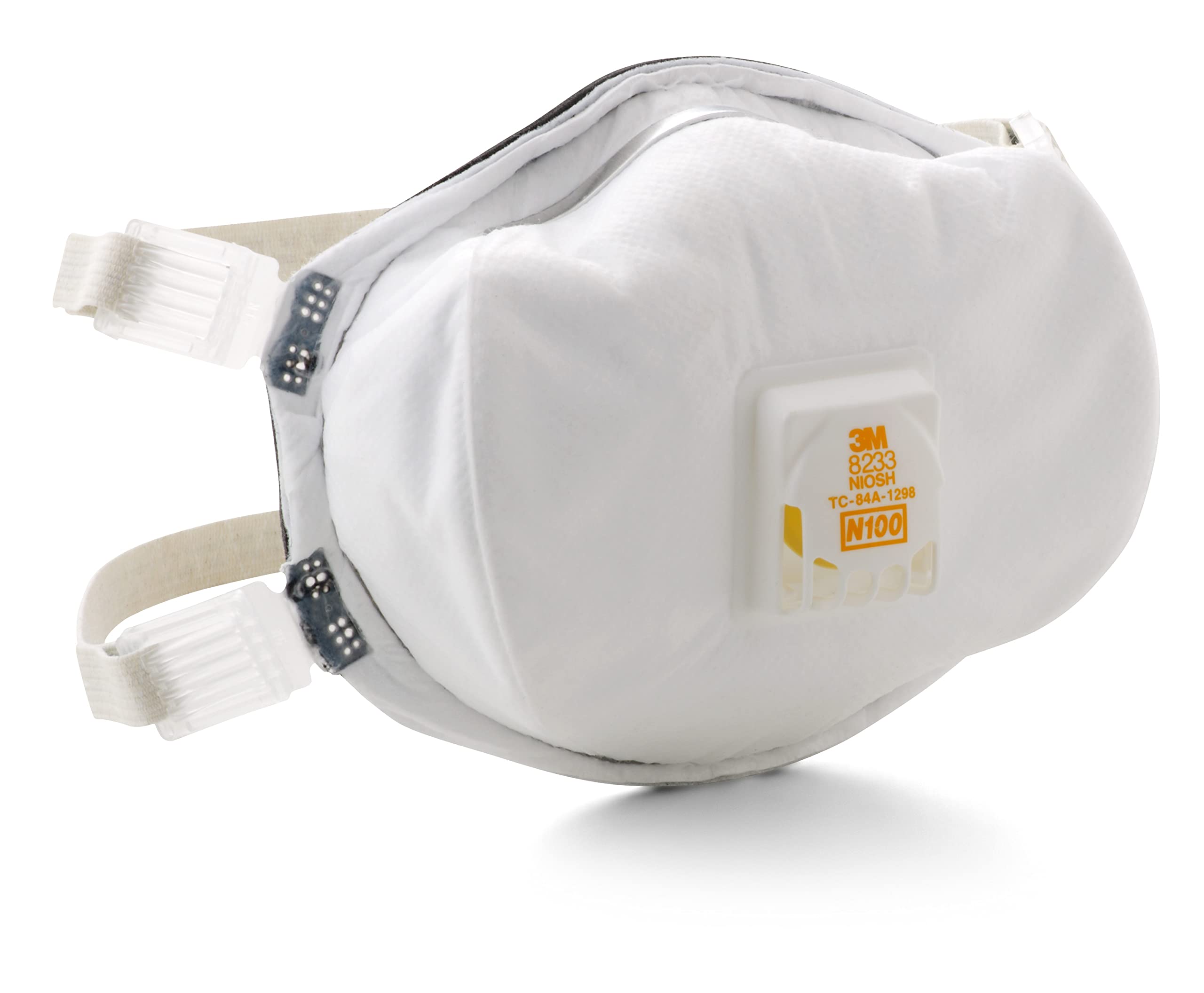 3M Personal Protective Equipment Particulate Disposable Respirator 8233, NIOSH APPROVED, Exhalation Valve, N100, Certain Non-Oil Based Particles (1 Piece)