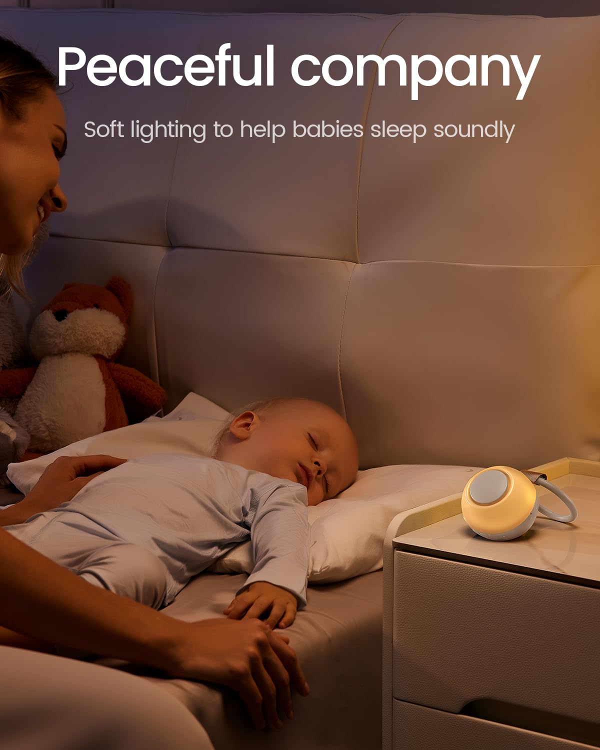 CHICWAY 2025 Mom's Choice Awards, Portable Sound Machine for Baby Adult, AI Cry Detection, 18 Soothing Sound, Bluetooth Rechargeable White Noise Machine for Home Office Travel, Nursery Light, Gray