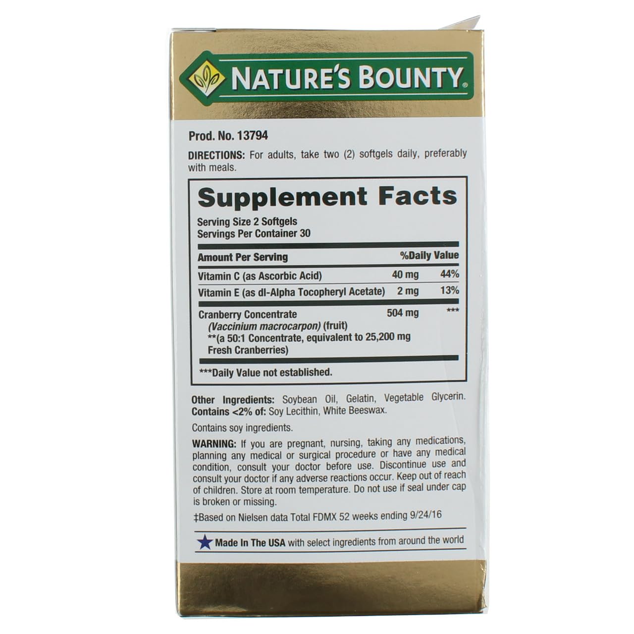 Nature's Bounty Cranberry Dietary Supplement 60 Soft Gels (Pack of 3)