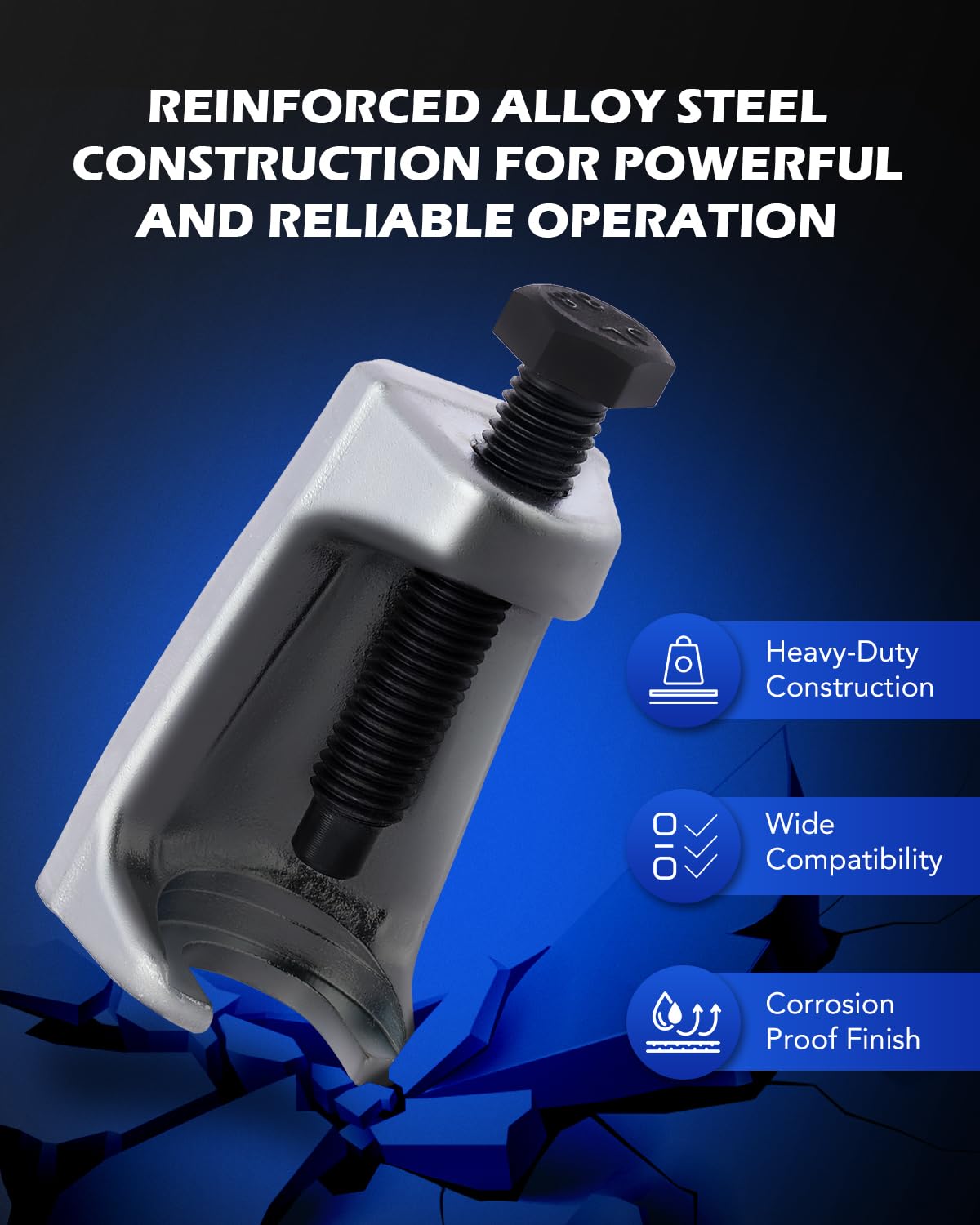 Orion Motor Tech Ball Joint Separator, Pitman Arm Puller, Tie Rod End Tool Set for Front End Service, 3pc Heavy Duty Pitman Arm, Tie Rod Puller, and Ball Joint Removal Tool Kit with Case