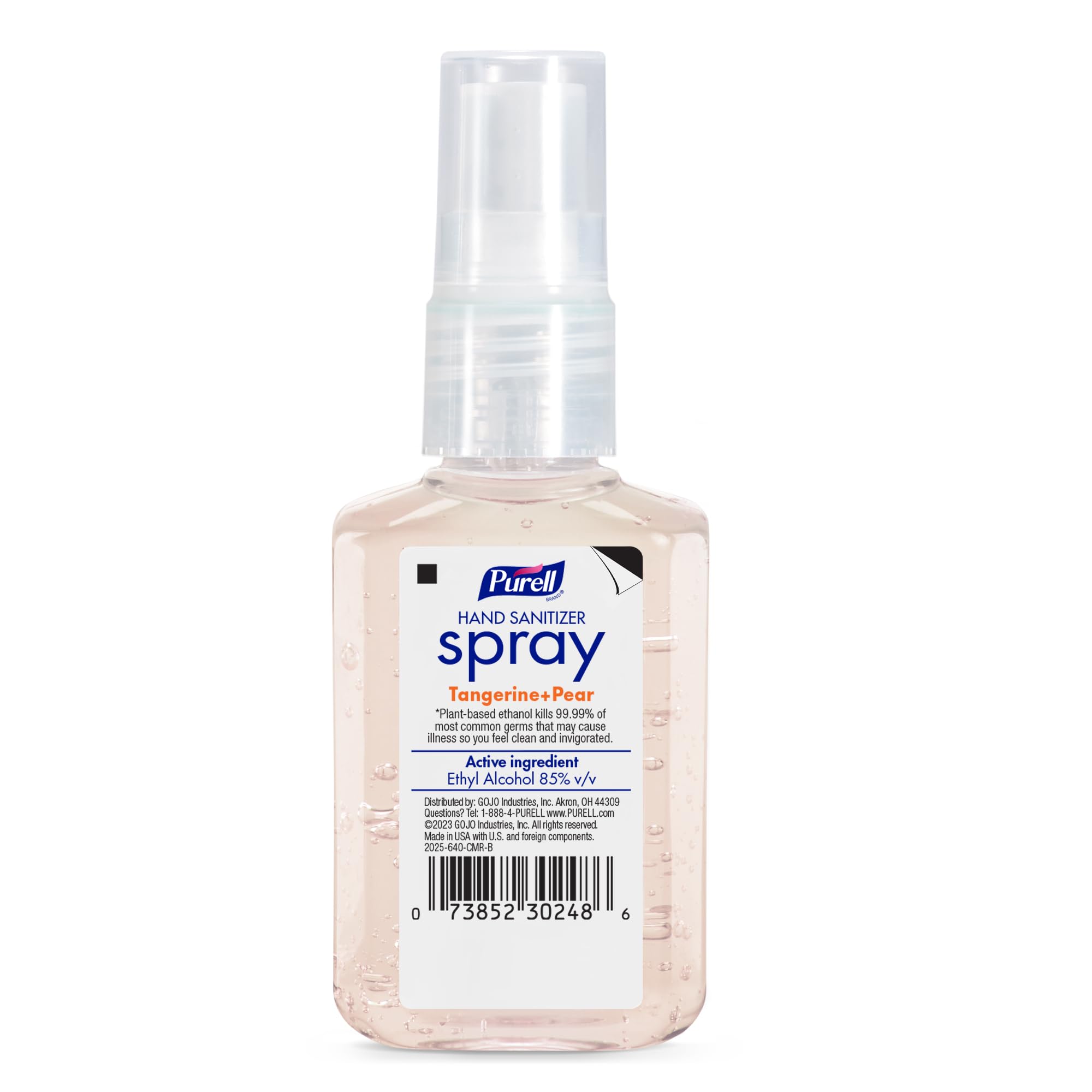 PURELL Hand Sanitizer Spray, Infused with Essential Oils, Tangerine and Pear Scent, 2 fl oz Travel-Size Pump Bottle (Pack of 6) – 2025-04-EC