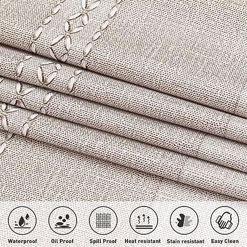 Vonabem 100% Waterproof Rectangle PVC Tablecloth, Vinyl Table Cloth Cover with Flannel Backing Oil Spill Proof Wipeable Table Cloths for Indoor Outdoor(Coffee Stripe,52x70IN