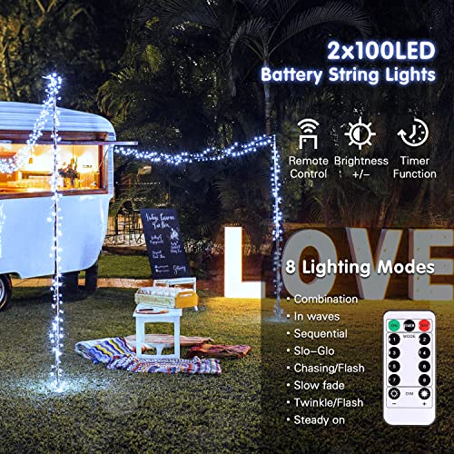 JMEXSUSS Orange Battery Operated Halloween Lights, 33ft 100 LED Battery Operated Christmas String Lights, Orange Twinkle Mini Lights with Remote Indoor Outdoor Waterproof for Halloween Decorations