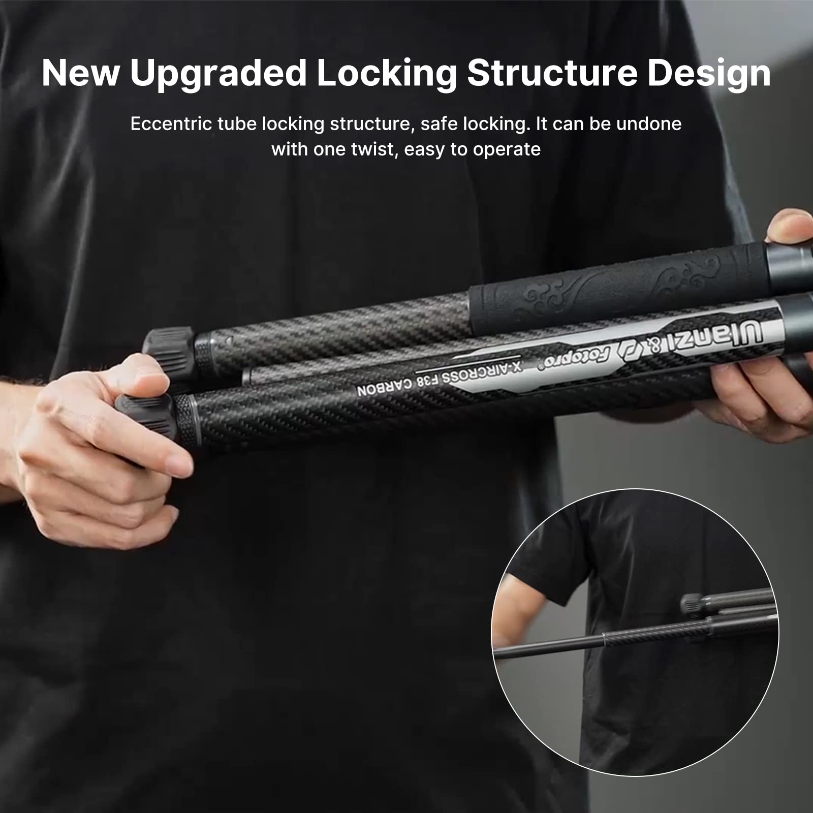 ULANZI F38 Video Travel Tripod, 61.4" Lightweight Carbon Fiber Camera Tripod with Quick Release 1/4" Screw & Video Head, for Most Cameras/DSLR/Projector, Weight 2.38lbs, Maxload 22lbs