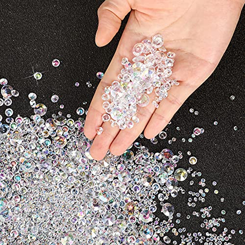 Hicarer 7000 Pieces Diamond Decorations Bling Bling Diamond Vase Filler Acrylic Gem Table Scatter Crystals in Four Sizes Table Decorations for Wedding Birthday Party Bridal Shower(AB White)