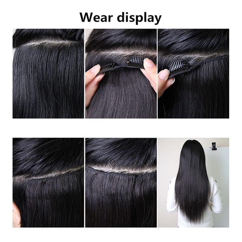 Lysilf Clip in Hair Extensions for Black Women Brazilian Virgin Human Hair Extension Straight 8Pcs Remy Hair Extensions Clip in Human Hair with 18Clips Double Lace Weft 120Gram (12Inch, #1B)