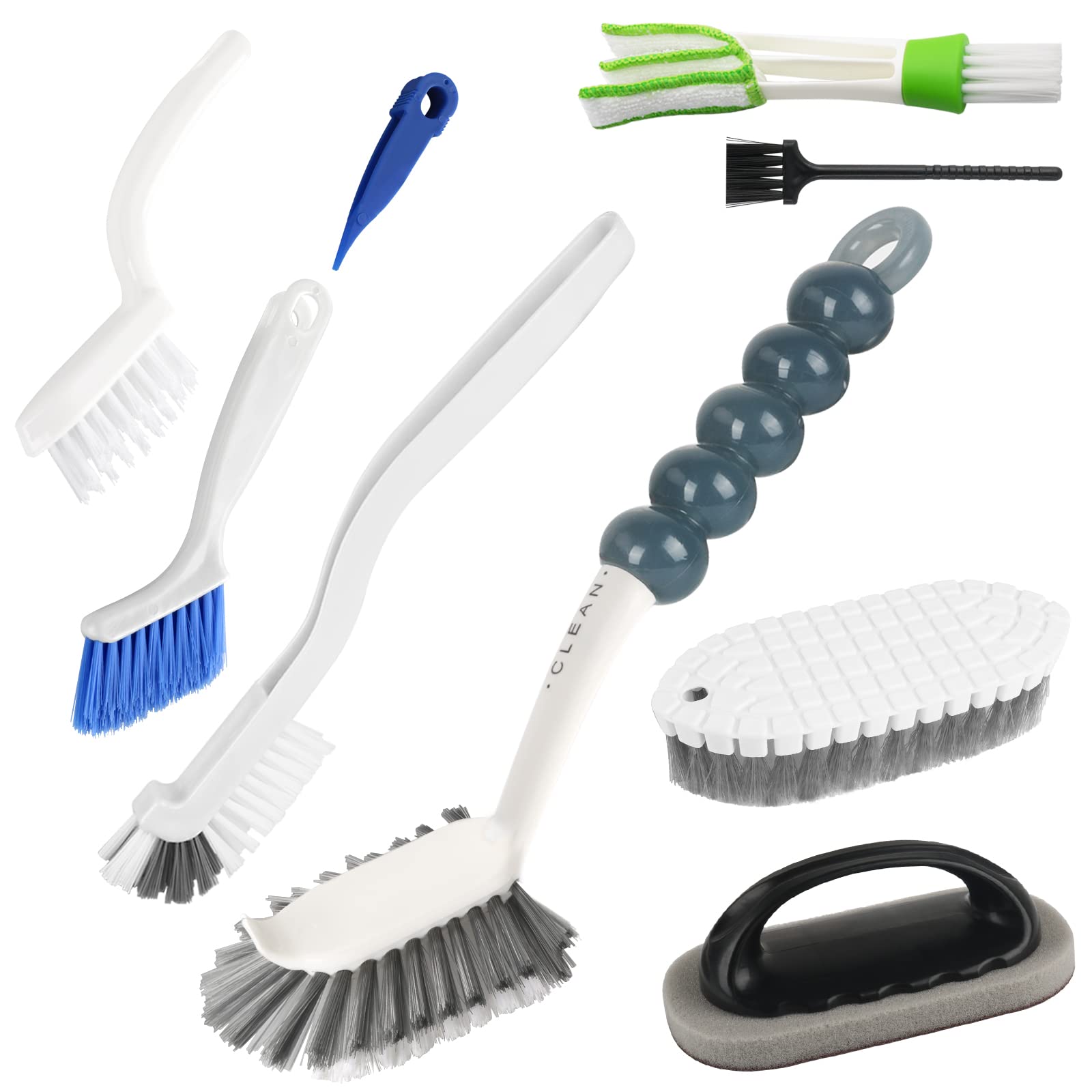 Openfly 8 Pack Kitchen Cleaning Brushes, Multipurpose Household Deep Cleaning Brush Set with Scrub Brush, Grout Brush, Bottle Brush, Dish Brush, Shoe Brush, Crevice Brush for Bathroom Kitchen Floor