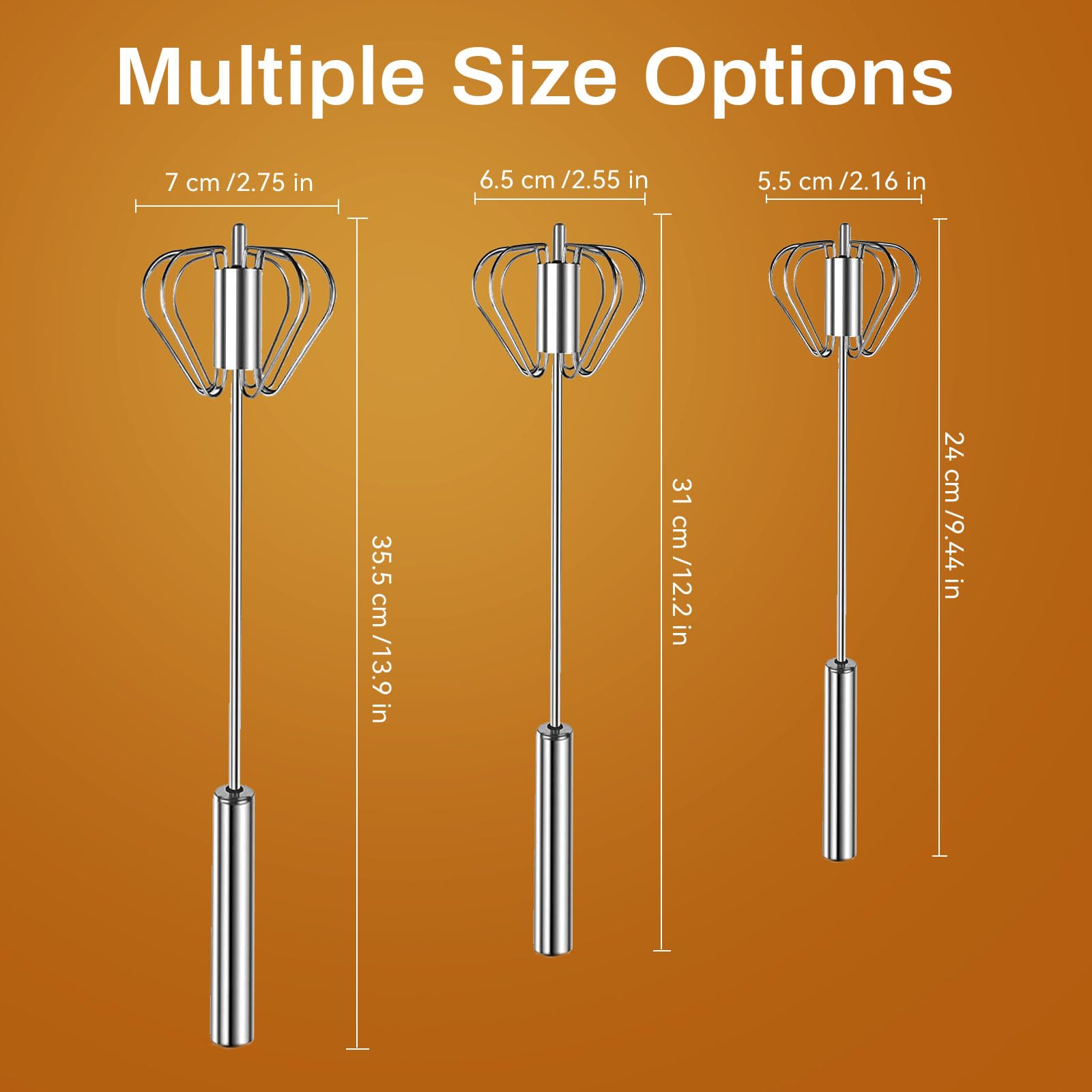 Stainless Steel Semi-Automatic Whisk, 2026 New Stainless Steel Egg Whisk Hand Push Rotary Whisk Blender, Hand Push Mixer Stirrer Tool for Cooking Kitchen Home Egg Milk (10in)
