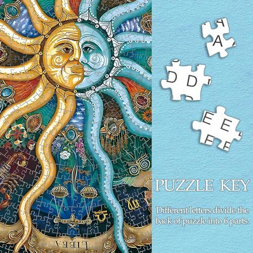 1000 Pieces Zodiac Jigsaw Puzzles for Adults Kids Teen Round Puzzle Game Toys Gift Zodiac Horoscope 26.7" x 26.7"