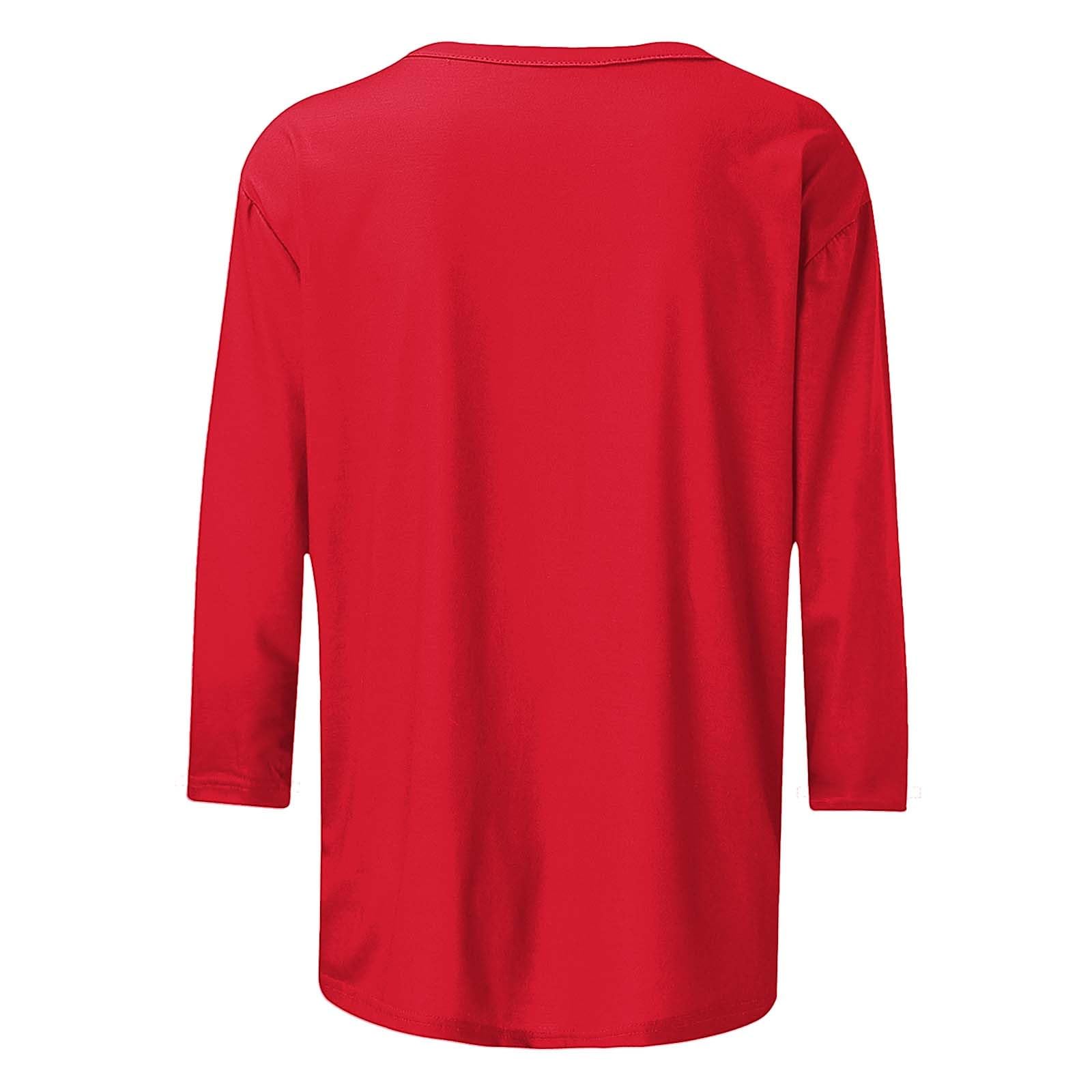 Warehouse Amazon Warehouse Deals Valentines Shirts for Women Trendy 2025 Cute Love Heart Print Tunic Tops Plus Size Casual Summer 3/4 Sleeve Blouses Valentines Day Tshirts L