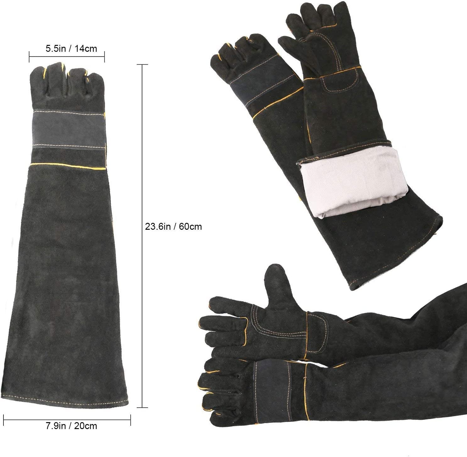 AOWPFVV Long Sleeve Thick Leather Animal Handling Glove Anti Scratch Protective Gloves for Training Dog Cat Bird Snake Parrot Lizard Wild Animals Reptiles,Bite Resistant Gloves