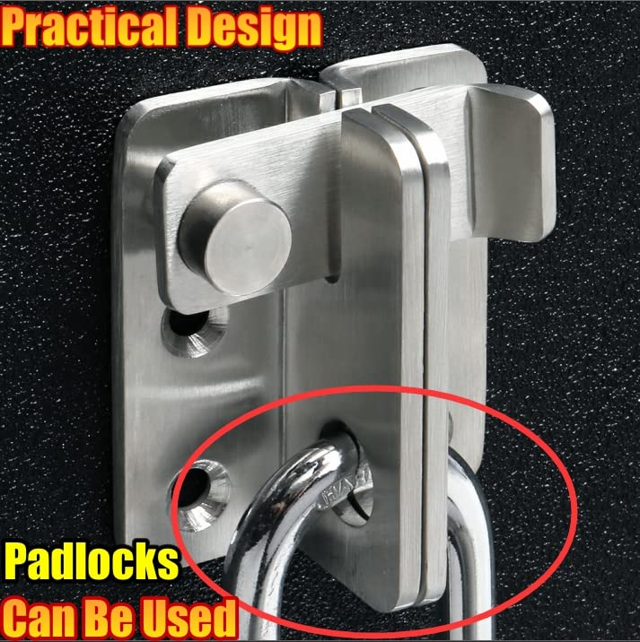 Alise Flip Latch,Gate Latches Slide Bolt Latch Safety Door Lock Catch for Barn Cabinet Pet Cage Wood Fence Bathroom Garage Window,SUS304 Stainless Steel Gate Hardware Locks,Brushed Nickel MS5009