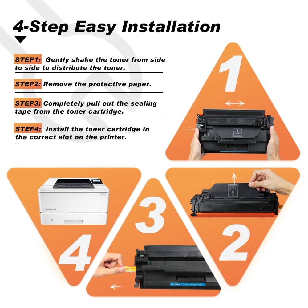 v4ink 4PK Compatible 26X Toner Cartridge Replacement for 26X CF226X 26A CF226A Toner High Yield Black Ink for Pro M402n M402dn M402dne M402dw MFP M426fdw M426fdn M426dw M402 M426 Printer New Version