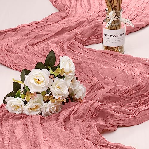 12 Pack Cheesecloth Table Runner, Runner Gauze Boho Wedding Decor Romantic Table Runner for Wedding Birthday Party(35" x 118")(Ginger)