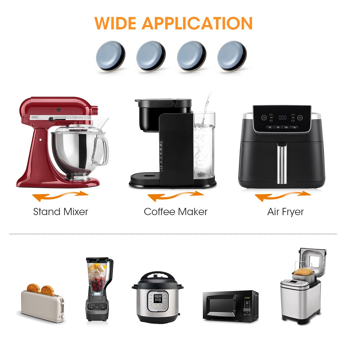 Aieve Appliance Sliders, 8 Pcs Small Appliance Slider for Countertop, Self Adhesive Home Finds Caster Wheels Rollers, Kitchen Must Have Gadgets for Stand Mixers, Coffee Makers, Air Fryers