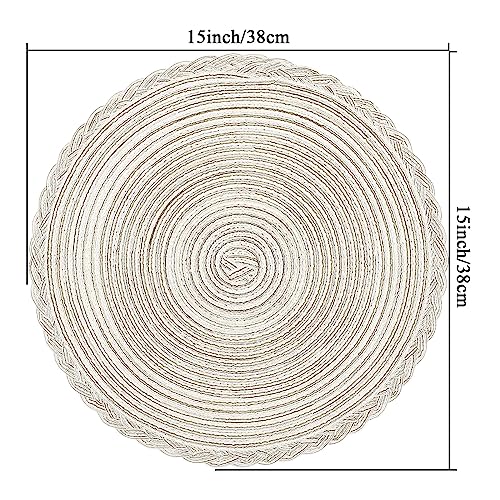 U'Artlines Indoor & Outdoor Round Cotton Placemat, Perfect for Fall, Dinner Parties, BBQs, Christmas Parties and Everyday Use,4pcs placemats, Ivory White