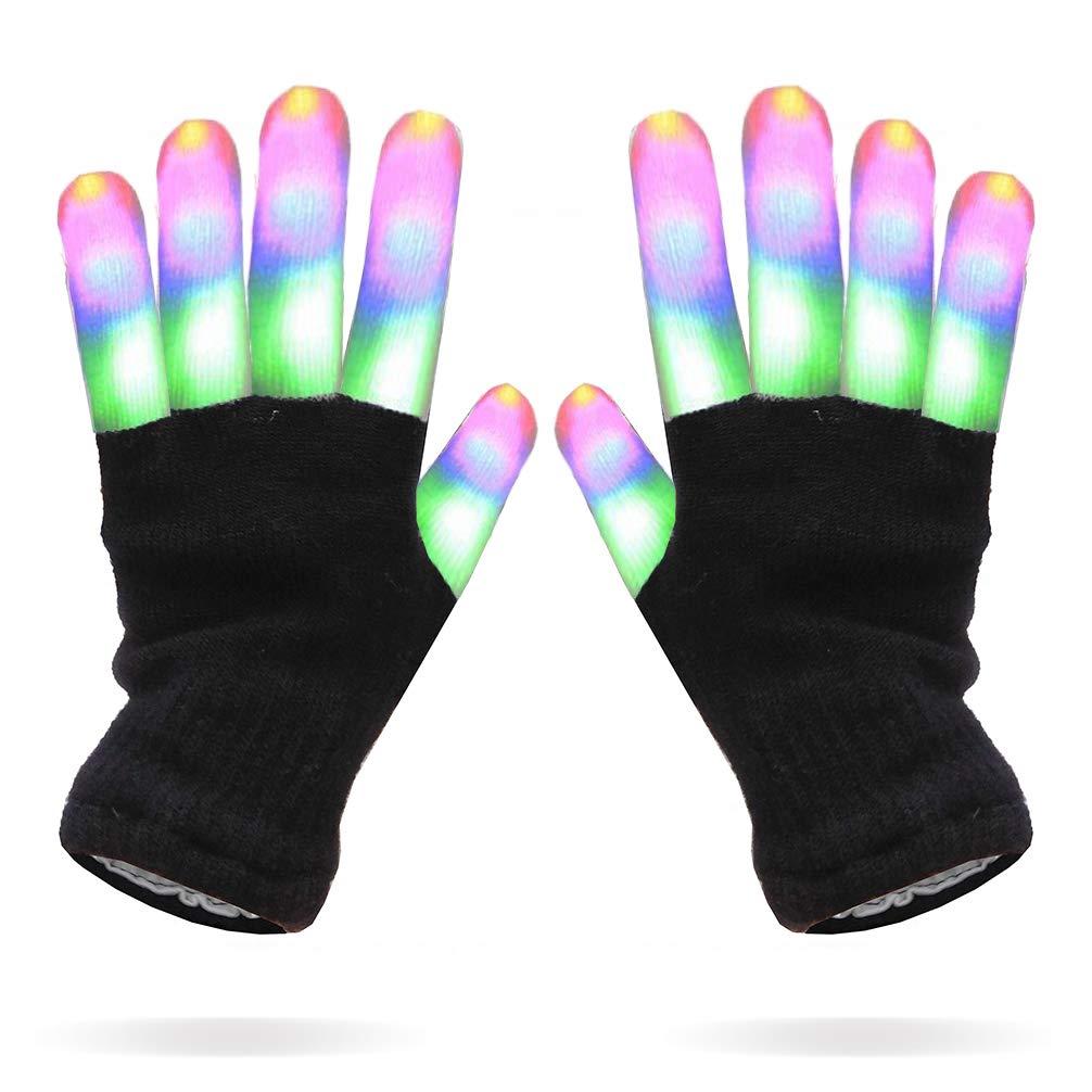 Luwint LED Colorful Flashing Finger Lighting Gloves, Glow Rave Cool Toys for Adult Teens