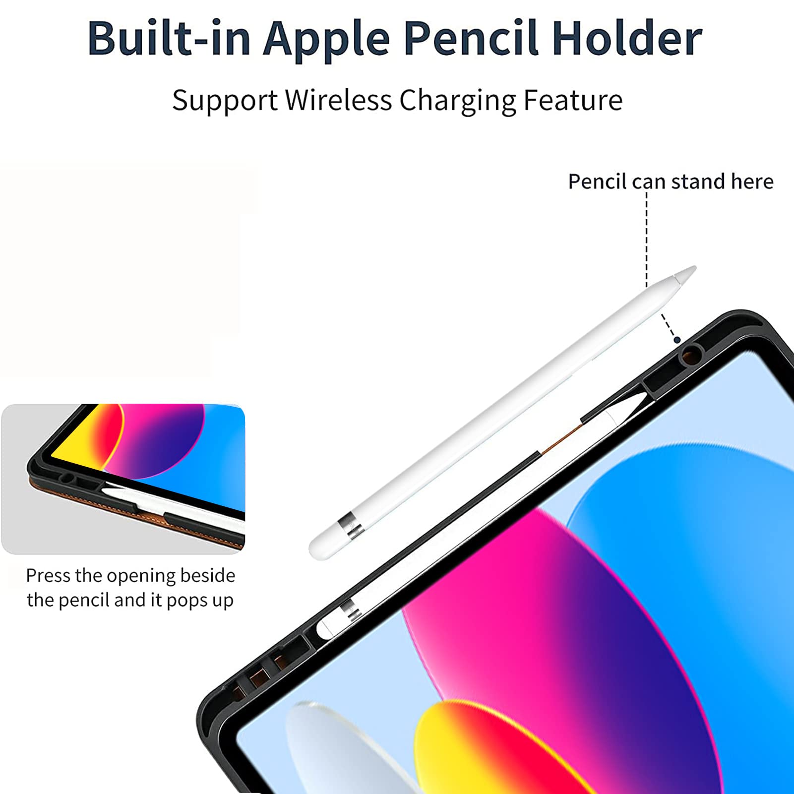 Gexmil Case for iPad 10th Generation 2022, iPad 10.9 Inch Case,Genuine Leather,Made from Real Leather Cowhide Unique Grain Cover,with Pencil Holder,with case Buckle (Sand Dark Brown)