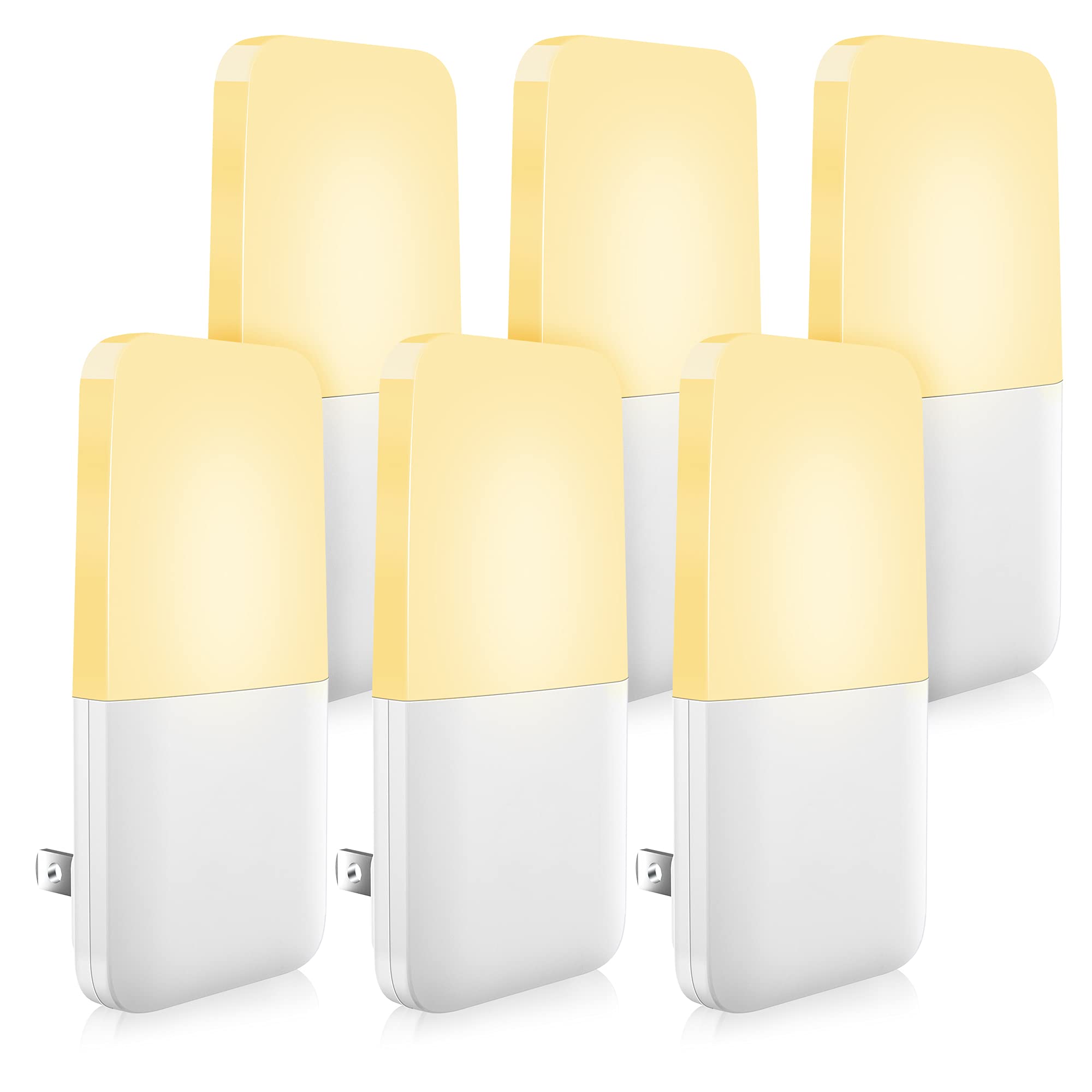 MAZ-TEK Plug in Night Light, Warm White LED Nightlights with Smart Dusk to Dawn Sensor for Kids, Nursery, Ideal for Bedroom, Bathroom,Hallway, Stairs, Kitchen, 6 Pack