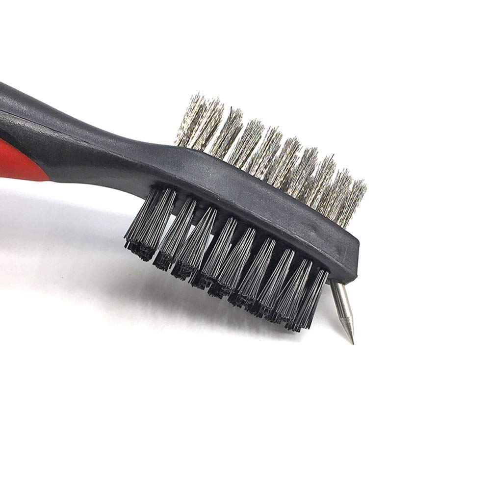 HH-Eason Durable Golf Club Groove Cleaner Brush and Golf Shoes Cleaner Brush Handle Dirt Mud Remover Cleaner Tools Retractable Zip-line Aluminum Carabiner (Shoe Brush and Club Brush)