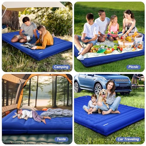 KASIMO Double Sleeping Pad for Camping,5" Ultra-Thick 1.4x2M for 2 Person with Pillow Built-in Foot Pump Inflatable Sleeping Mat for Backpacking, Hiking, Traveling, Tent, Portable Camping Mat