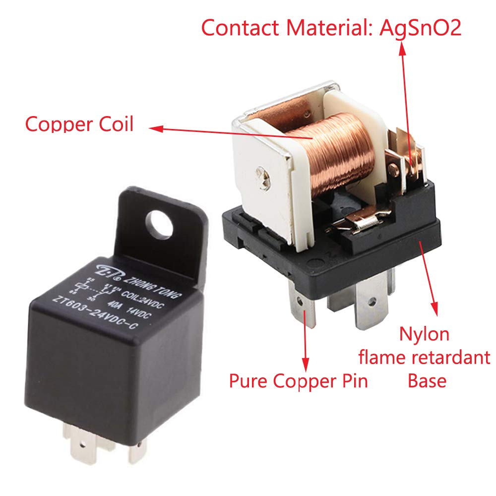 ESUPPORT Car Relay 12V 40A SPDT 5Pin Switch Automotive Pack of 5