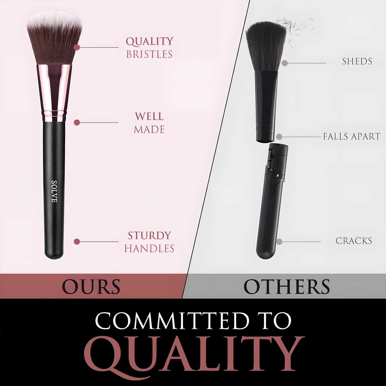 SOLVE Brush Set Make Up, 16 Pcs Premium Synthetic Makeup Brushes with Black Travel Case, Makeup Brush Set for Foundation Powder Concealers Eyeshadow Eyeliner (Black & Pink)